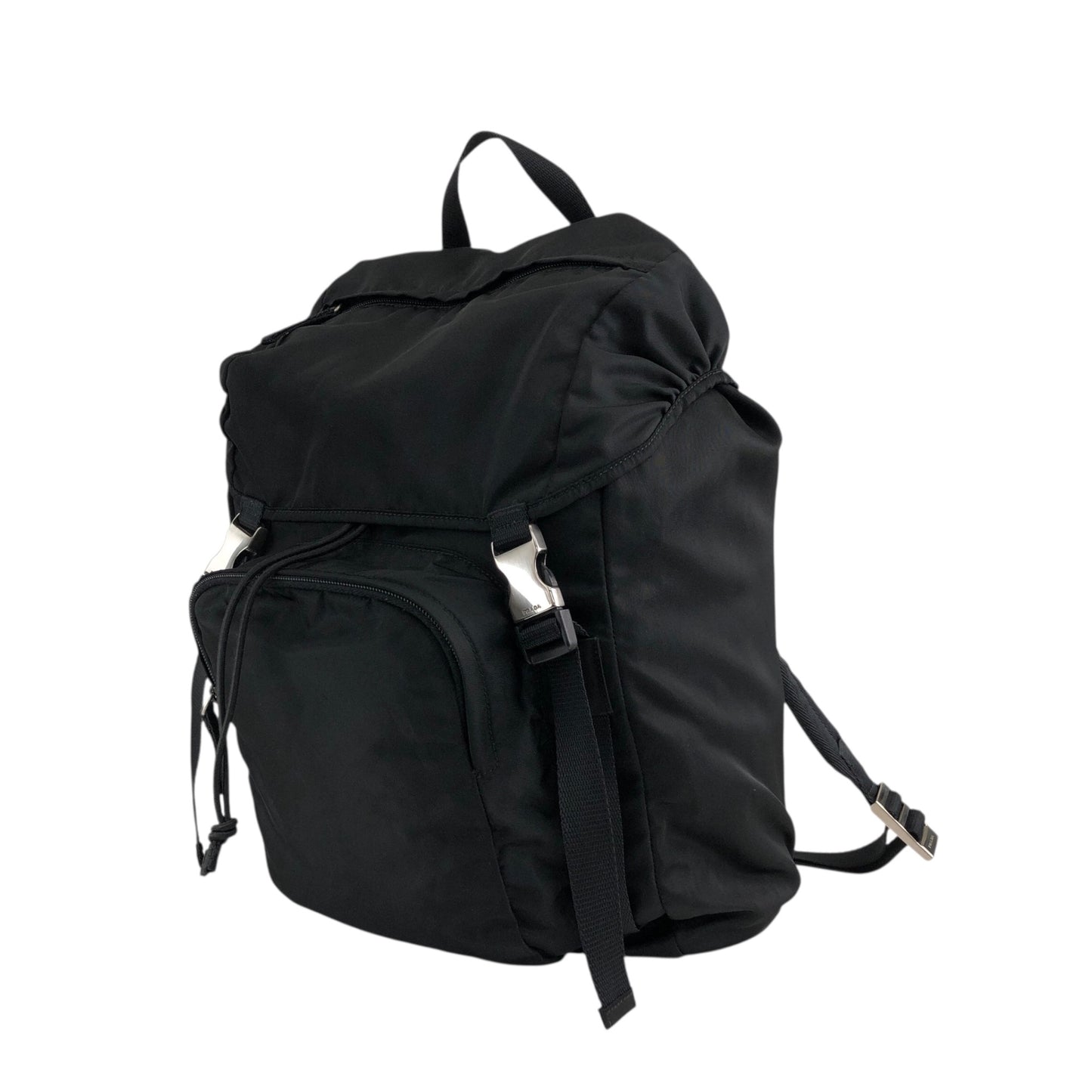 PRADA Tessuto Triangle Logo Backpack Black Vintage wji8cz