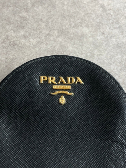 PRADA Logo Coin Purse Black Vintage khyxfk