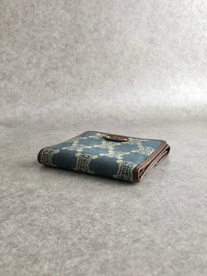 CELINE Paris Macadam Folded Wallet Indigo Vintage y56tva
