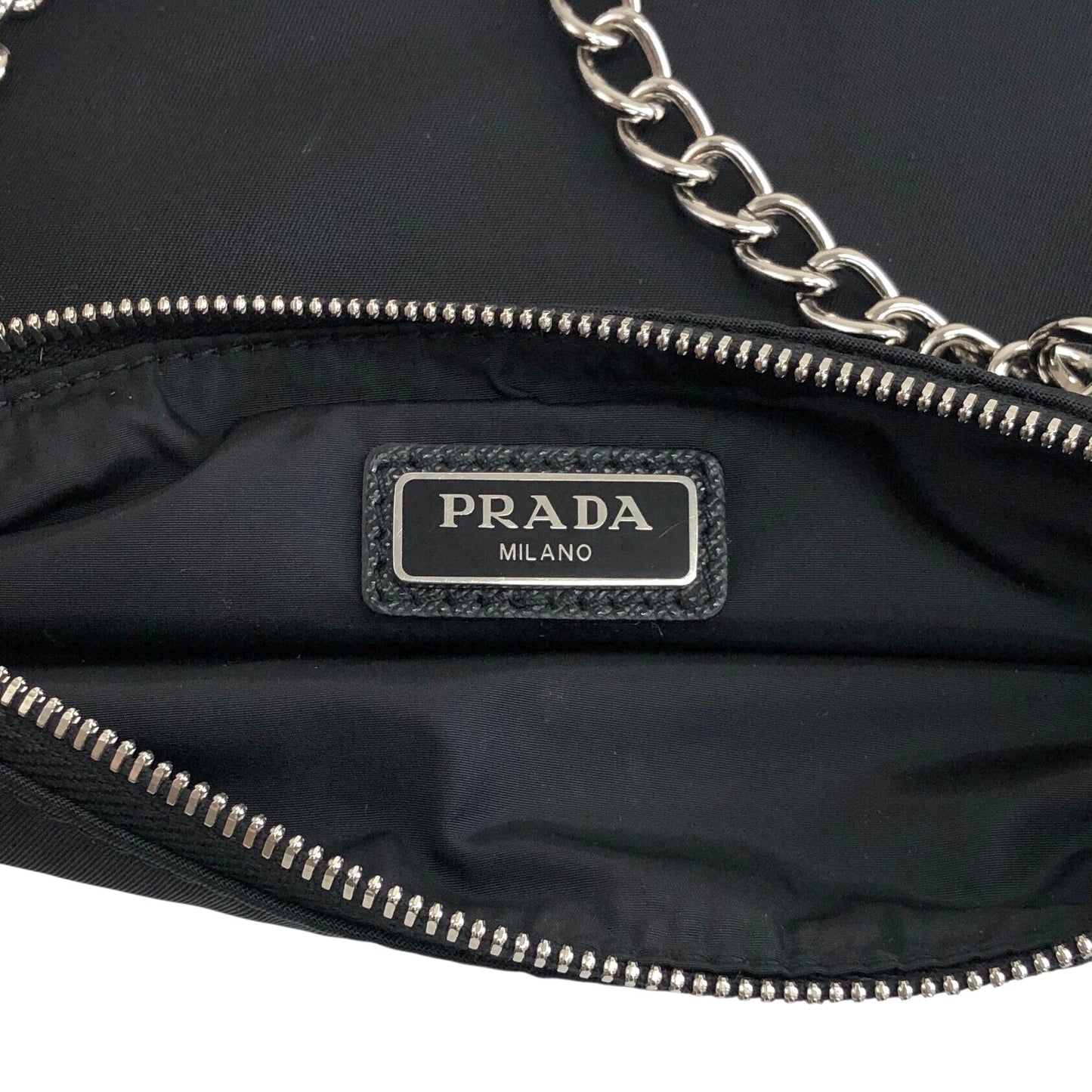 PRADA Triangle Logo Small Chain Handbag Black Vintage jtvddc