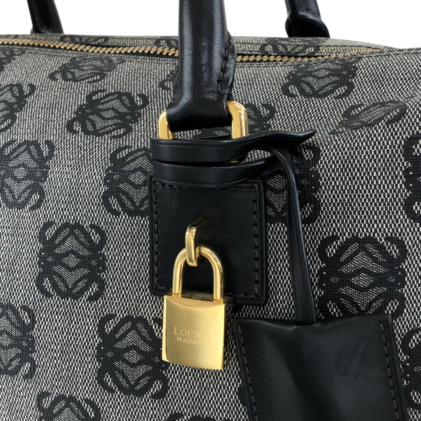 LOEWE Anagram Small Boston bag Handbag Gray Vintage hp67iy