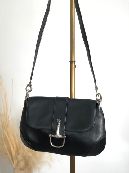 CELINE Horse Bit Shoulder bag Black Vintage gmhk6b