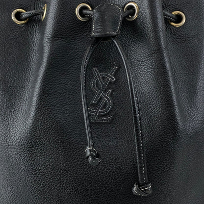 Yves Saint Laurent YSL Logo Drawstring Shoulder bag Black Vintage 3jig7u
