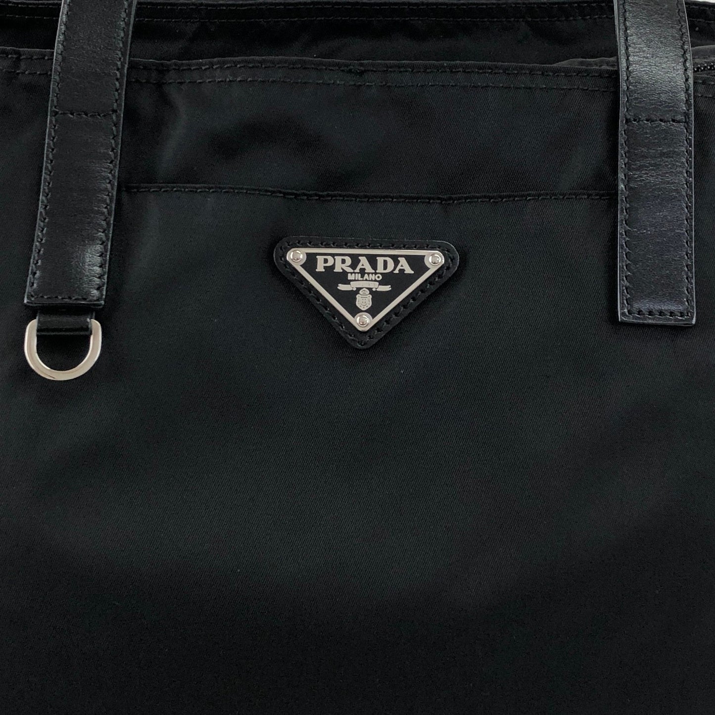 PRADA Tessuto Triangle Logo Totebag Black Vintage gy3es2
