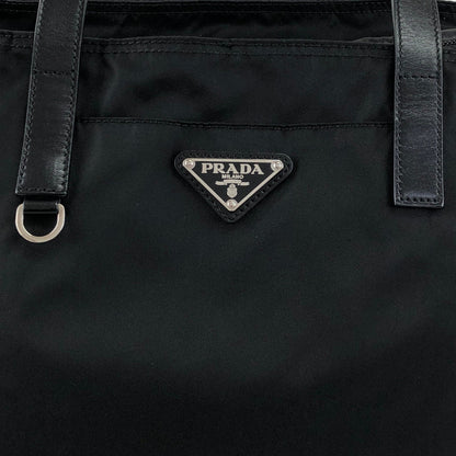 PRADA Tessuto Triangle Logo Totebag Black Vintage gy3es2