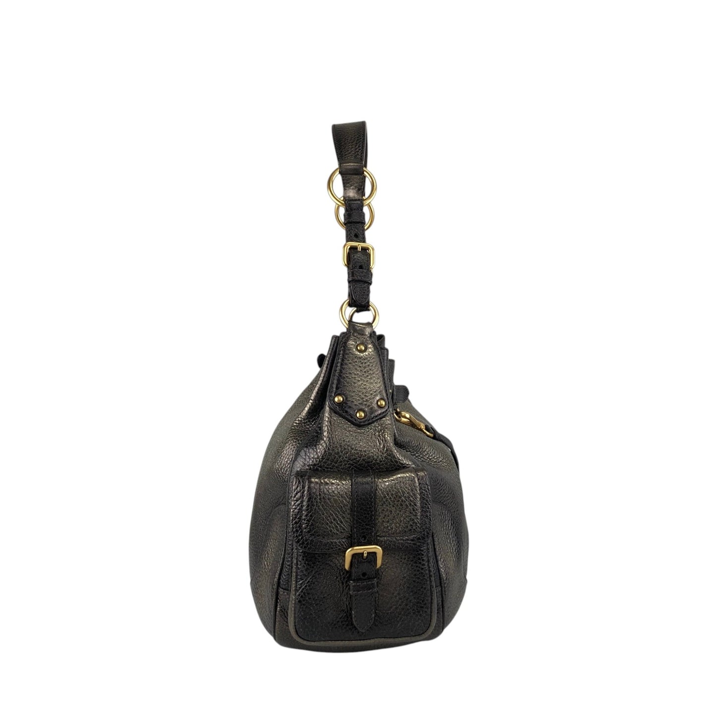 PRADA Logo Side Pocket Two-way Handbag Shoulder bag Bronze Vintage fiftw3