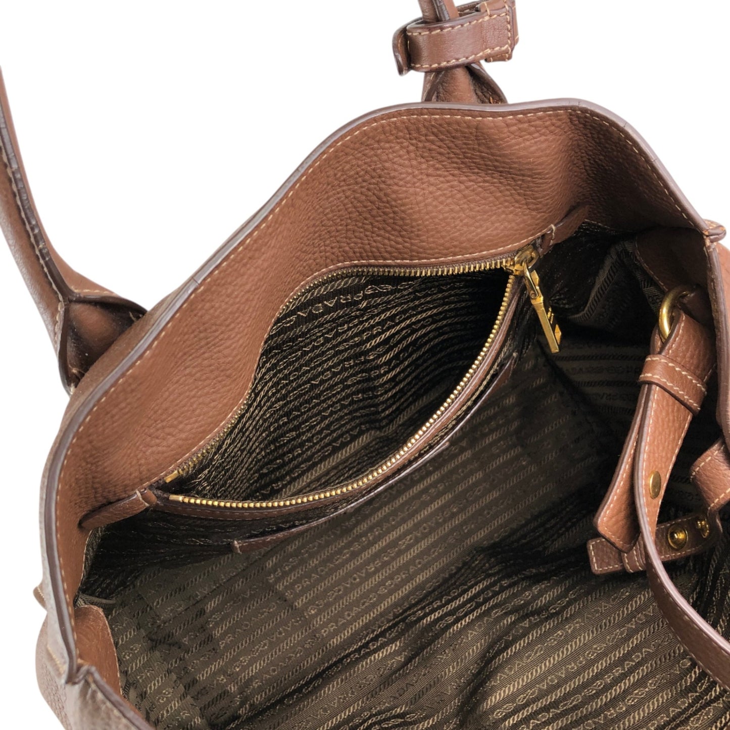 PRADA Triangle Logo Two-way Handbag Shoulder bag Brown Vintage eh2tjx