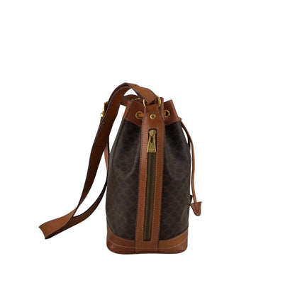 CELINE Macadam Blason Drawstring Shoulder bag Brown Vintage 2wtdcs