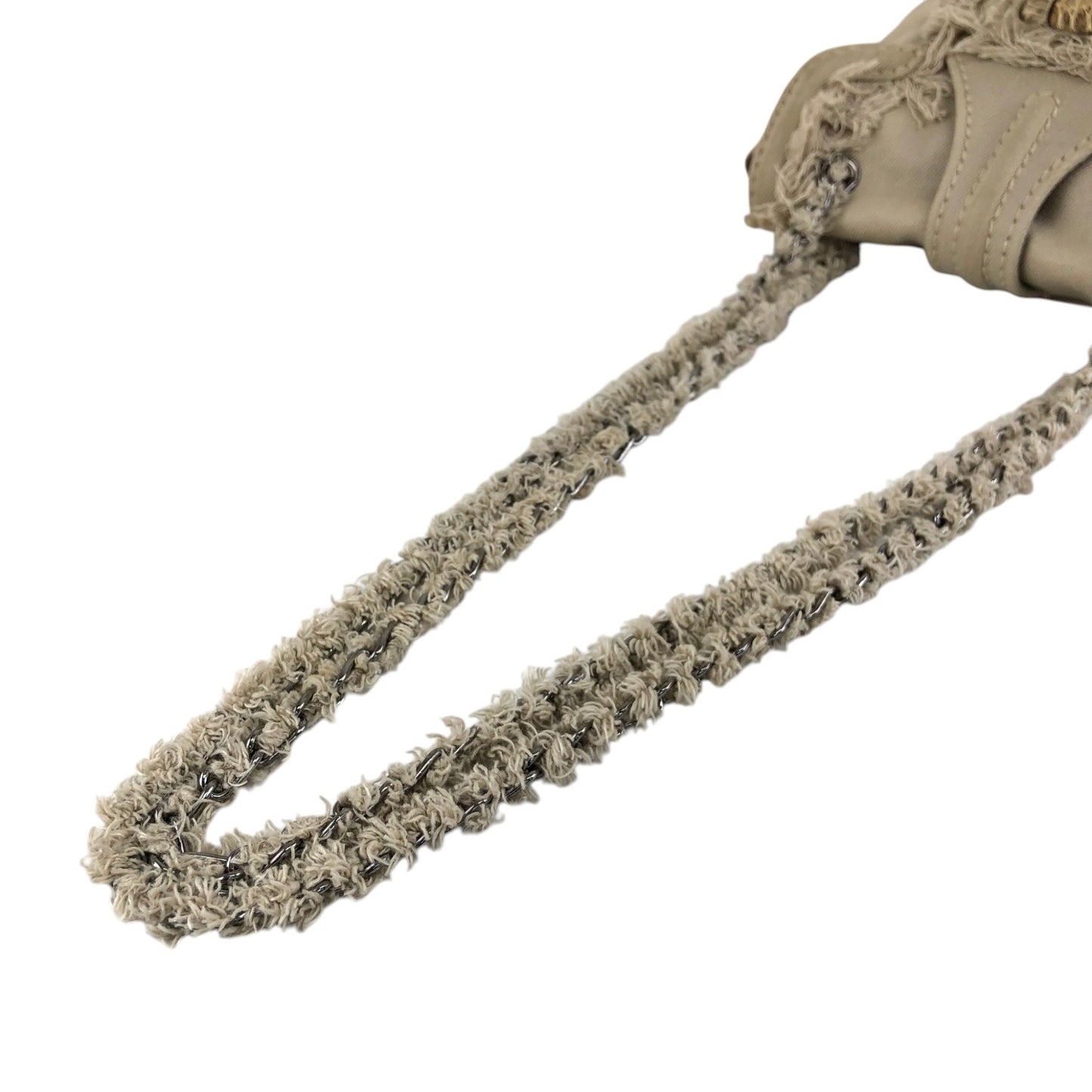 PRADA Triangle Logo Turn Lock Shoulder bag Beige Vintage hrktdk