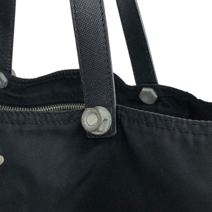 PRADA Tessuto Triangle Logo Handbag Totebag Black Vintage 7gtv72