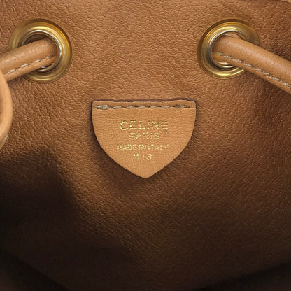 CELINE Macadam Drawstring Shoulder bag Brown Vintage 4wnnyy