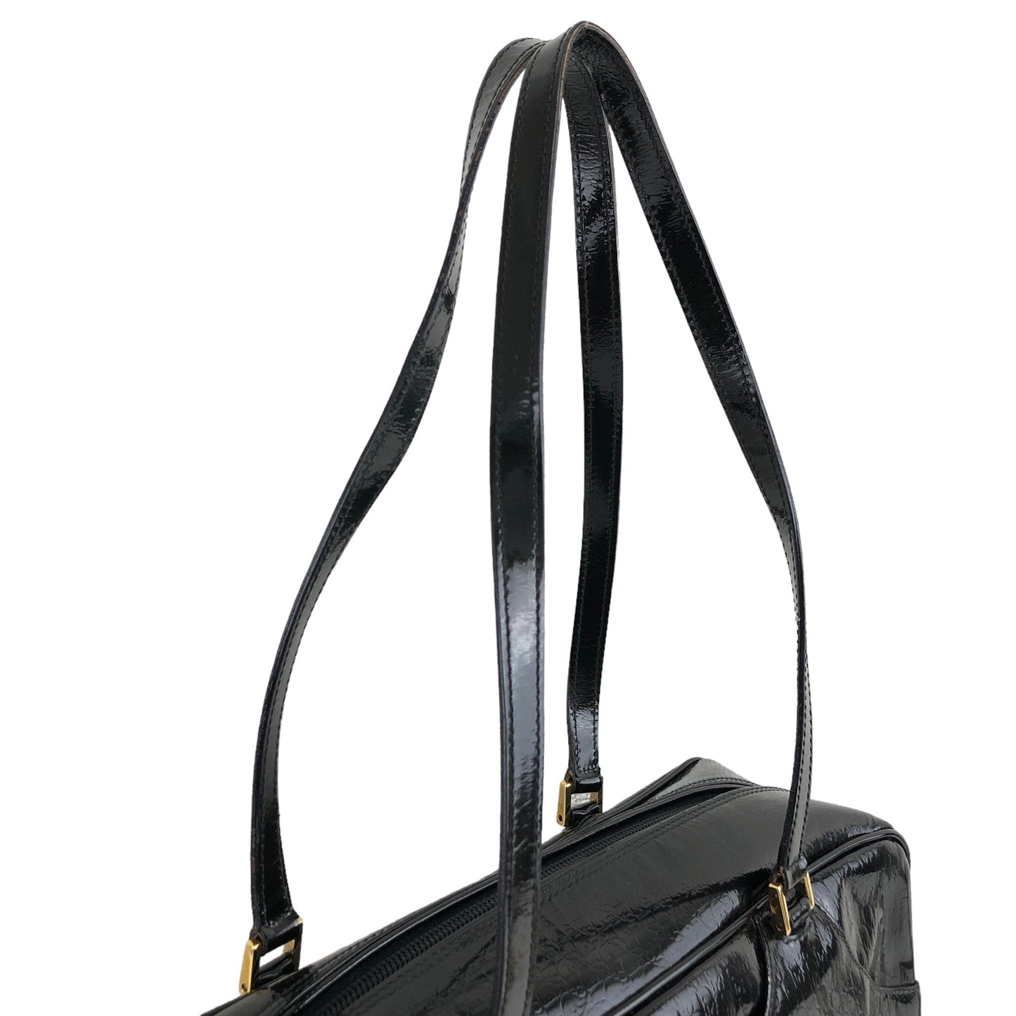 Christian Dior Trotter Patent Leather Small Boston bag Shoulder bag Black Vintage 4rr6sd