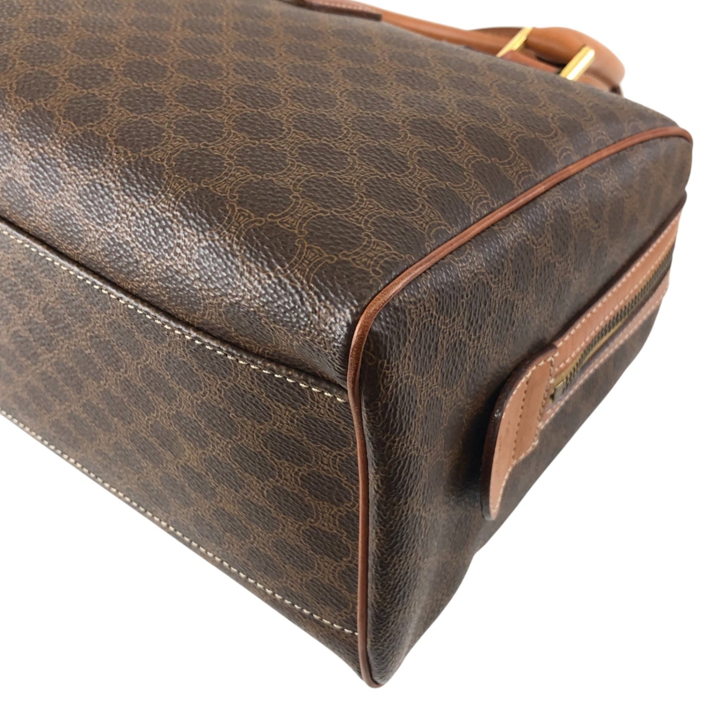 CELINE Macadam Blason Small Boston bag Brown Vintage b7bj7n