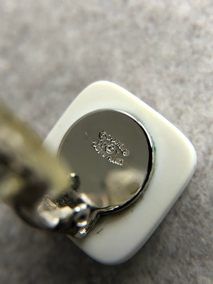 CHANEL Coco Mark Earrings White Vintage pfkb7h