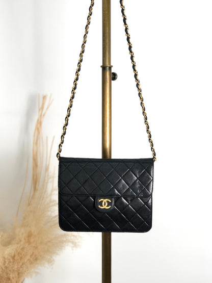 CHANEL Matelasse Coco Mark Turn Lock Chain Shoulder bag Black Vintage tjbcjh