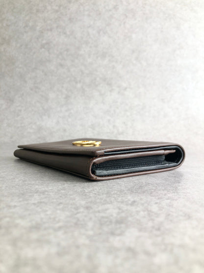 Christian Dior CD Logo Folded Wallet Brown Vintage 7ypju8
