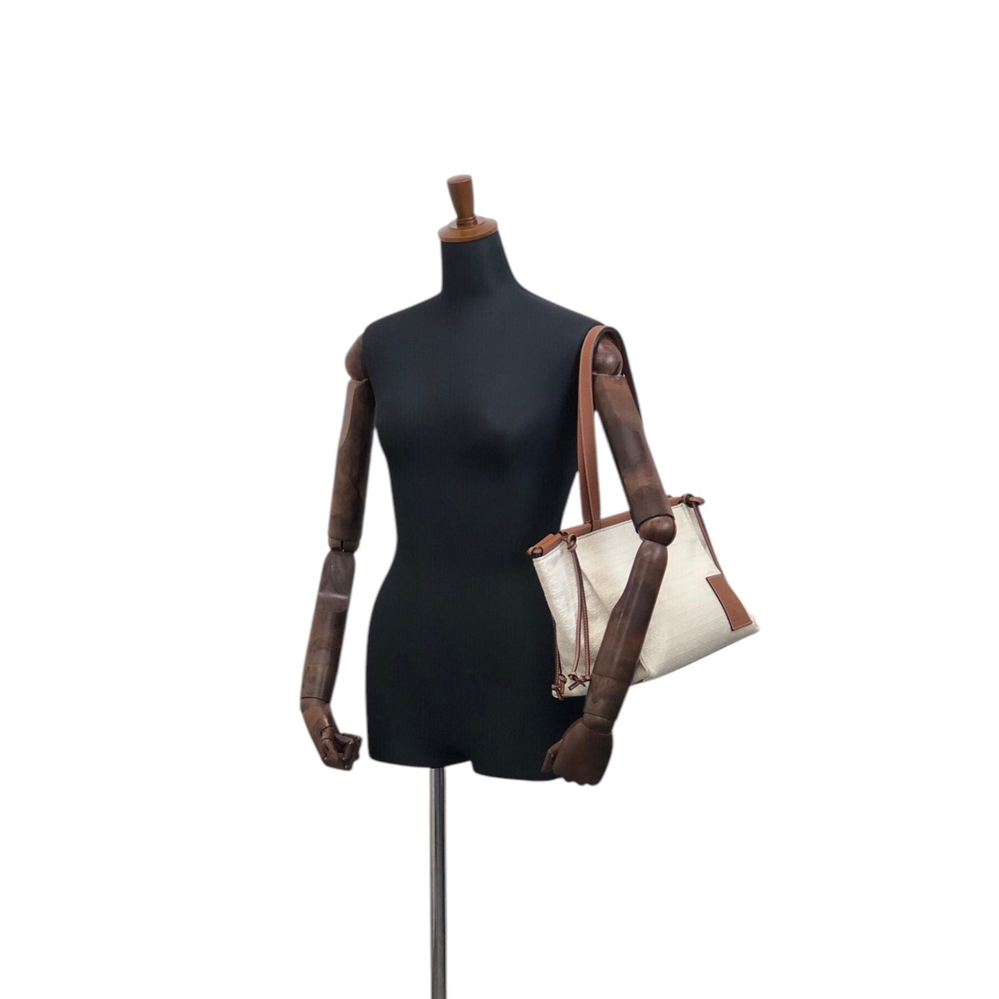 LOEWE Logo Handbag Totebag Beige×Brown Vintage 3yst46