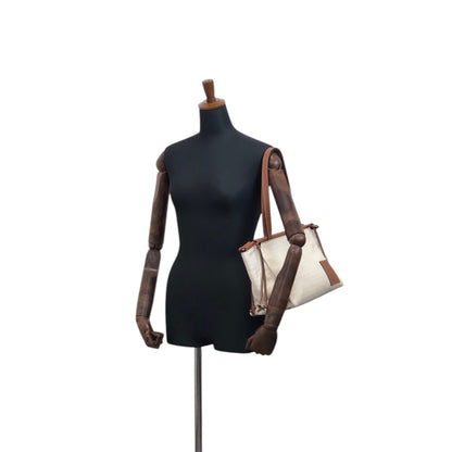 LOEWE Logo Handbag Totebag Beige×Brown Vintage 3yst46