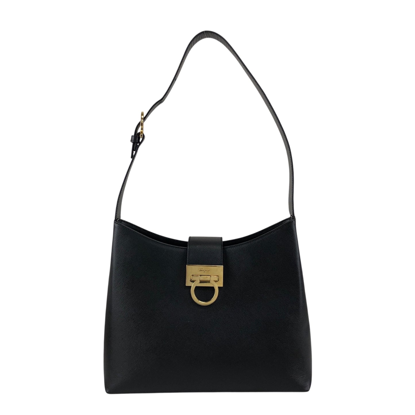 Salvatore Ferragamo Gancini Shoulder bag Black Vintage vn6tps