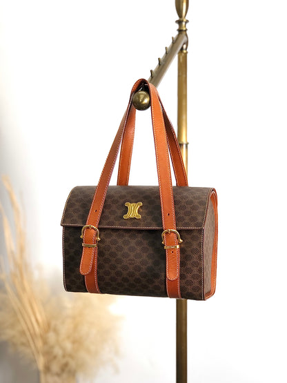 CELINE Macadam Triomphe Handbag Vanity bag Brown Vintage bfhyyr