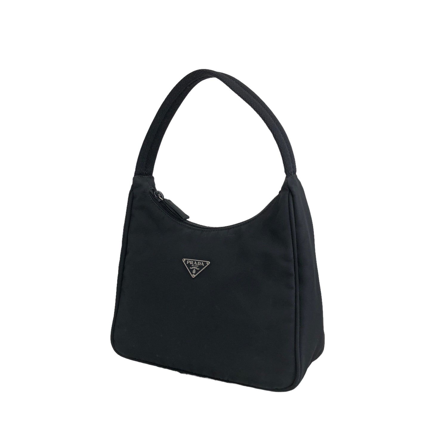 PRADA Triangle Logo Nylon Small Handbag Black Vintage msanyx