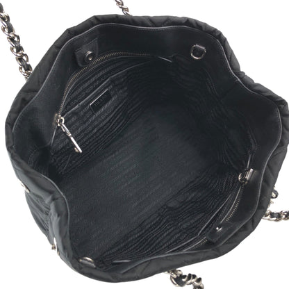 PRADA Triangle Logo Handbag Chain Shoulder bag Black 1BG740 Vintage vfbw8x