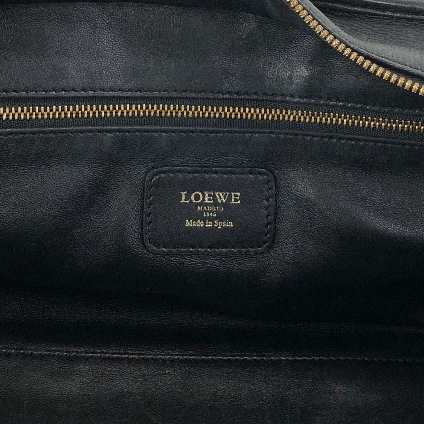LOEWE Amazona28 Anagram Small Boston bag Handbag Black Vintage jti3x5