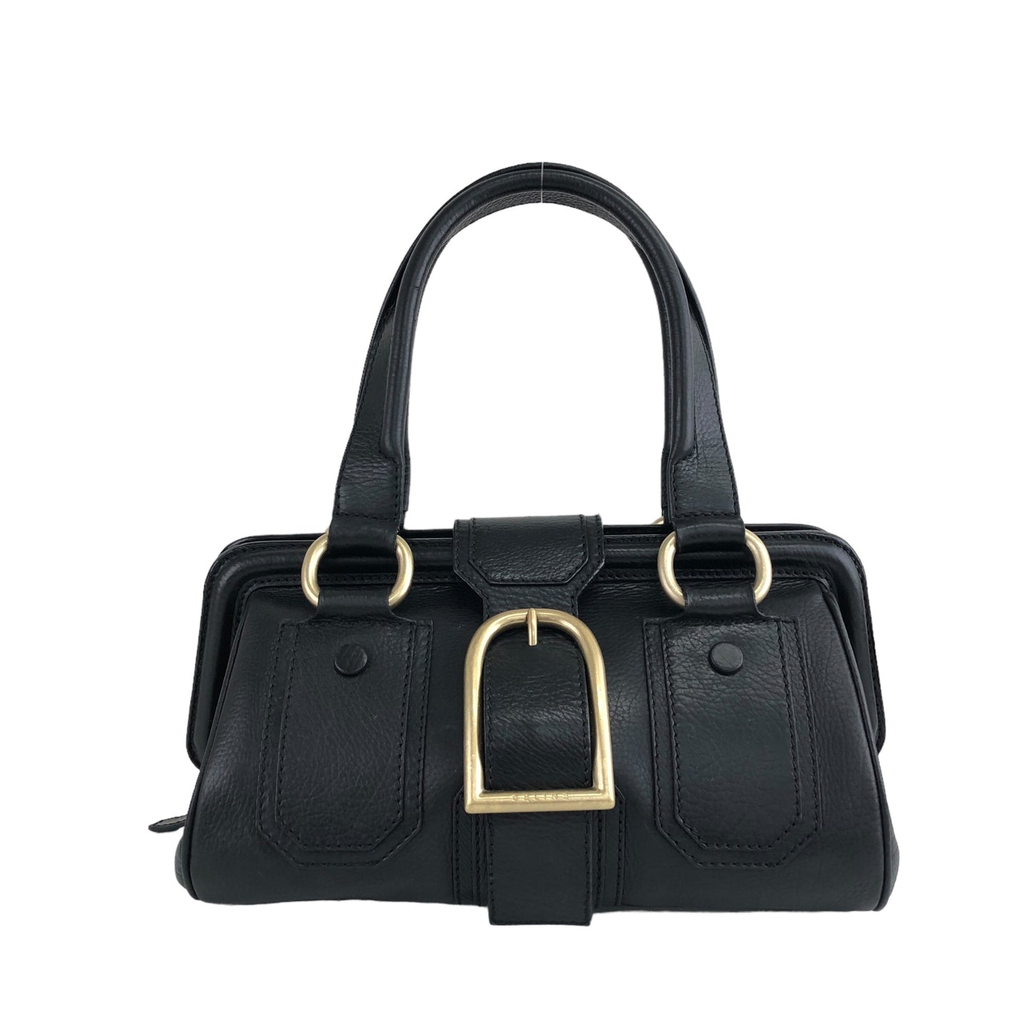 CELINE Triomphe Handbag Black Vintage 486nkp