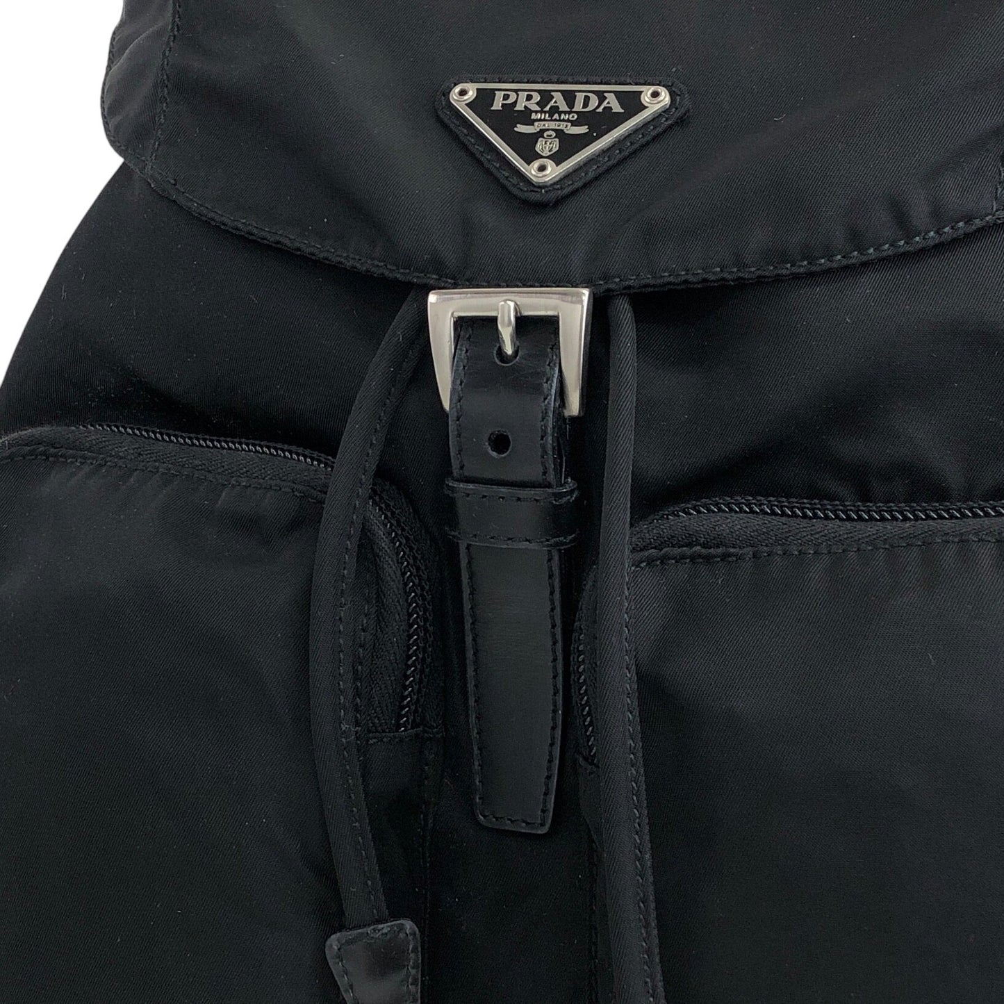 PRADA Triangle Logo Double Pocket Backpack Black Vintage u4u7vk