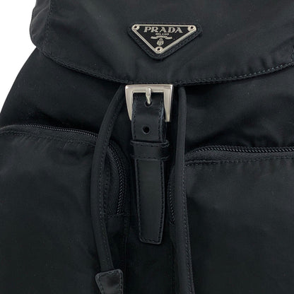 PRADA Triangle Logo Double Pocket Backpack Black Vintage u4u7vk