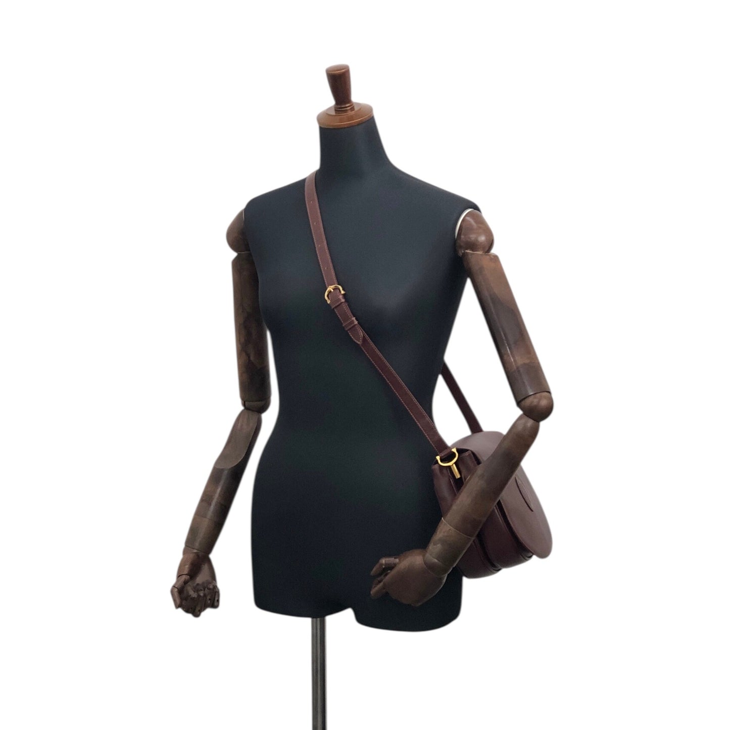 Cartier Logo Embossed Round Shoulder bag Bordeaux Vintage i6sky4