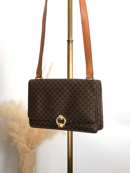 CELINE Macadam Flap Shoulder bag Brown Vintage wagmgy