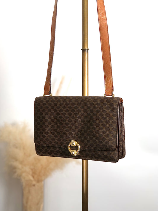 CELINE Macadam Flap Shoulder bag Brown Vintage wagmgy