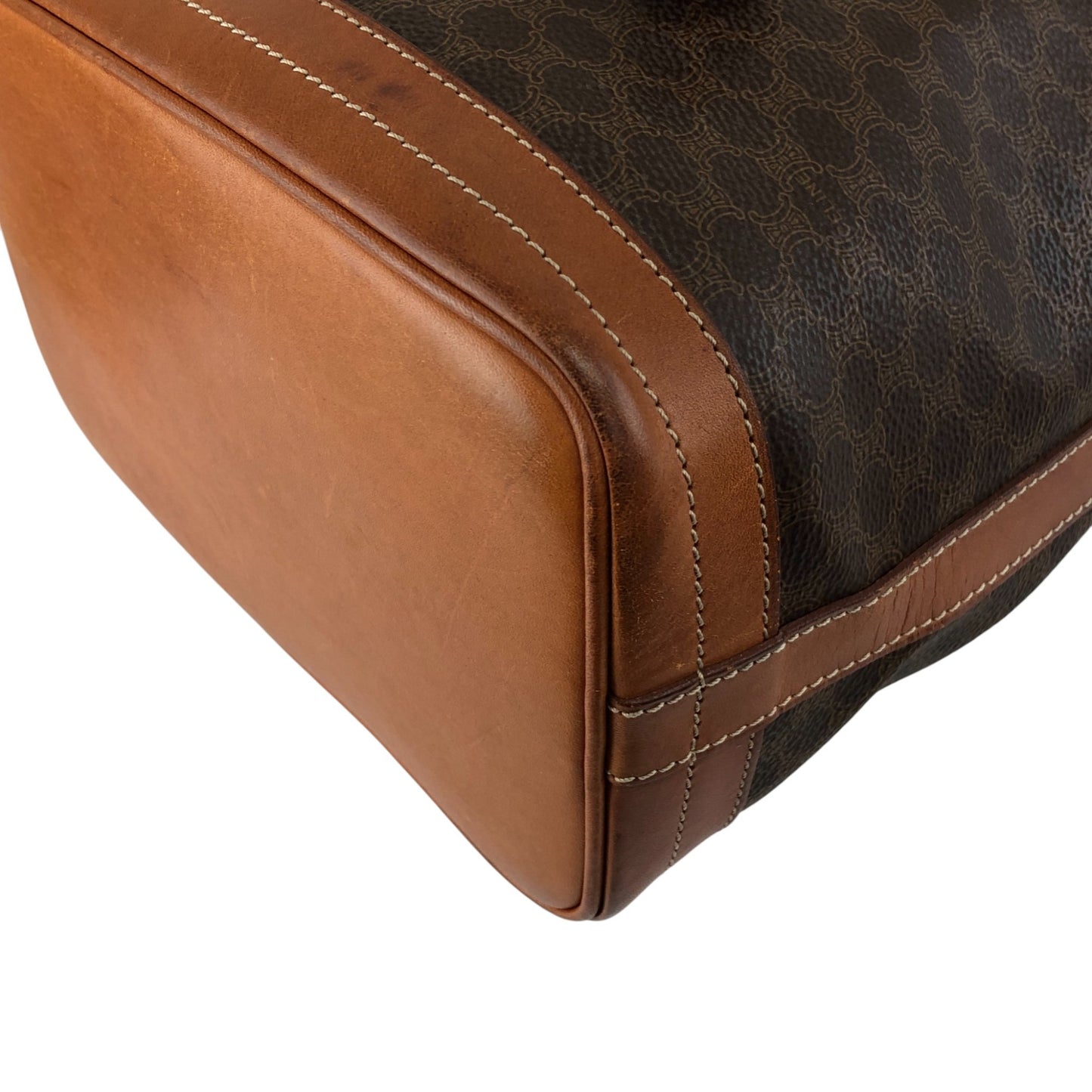 CELINE Macadam Blason Drawstring Shoulder bag Brown Vintage 2wtdcs