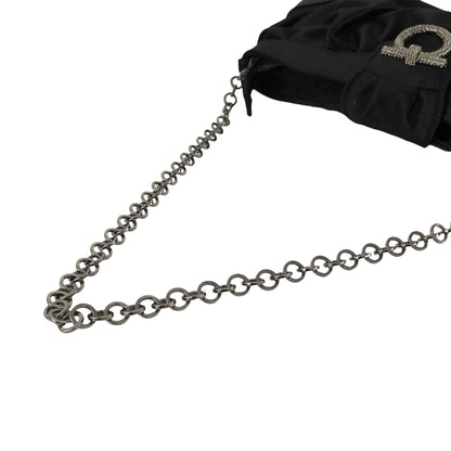 Salvatore Ferragamo Gancini Rhinestone Chain Shoulder bag Black Vintage nibfdw