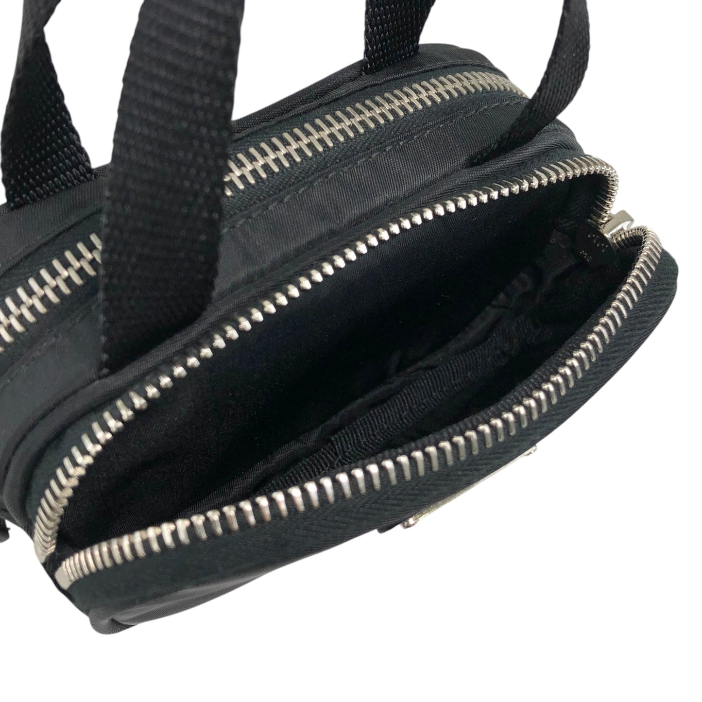 PRADA Tessuto Triangle Logo Small Handbag Pouch Black 1N1346 Vintage ntidxe