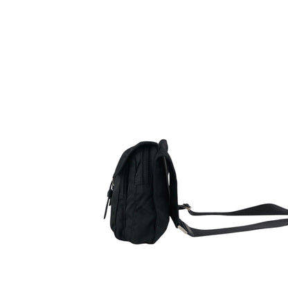 PRADA Tessuto Triangle Logo Front Buckle Shoulder bag Black Vintage 3ce7c7