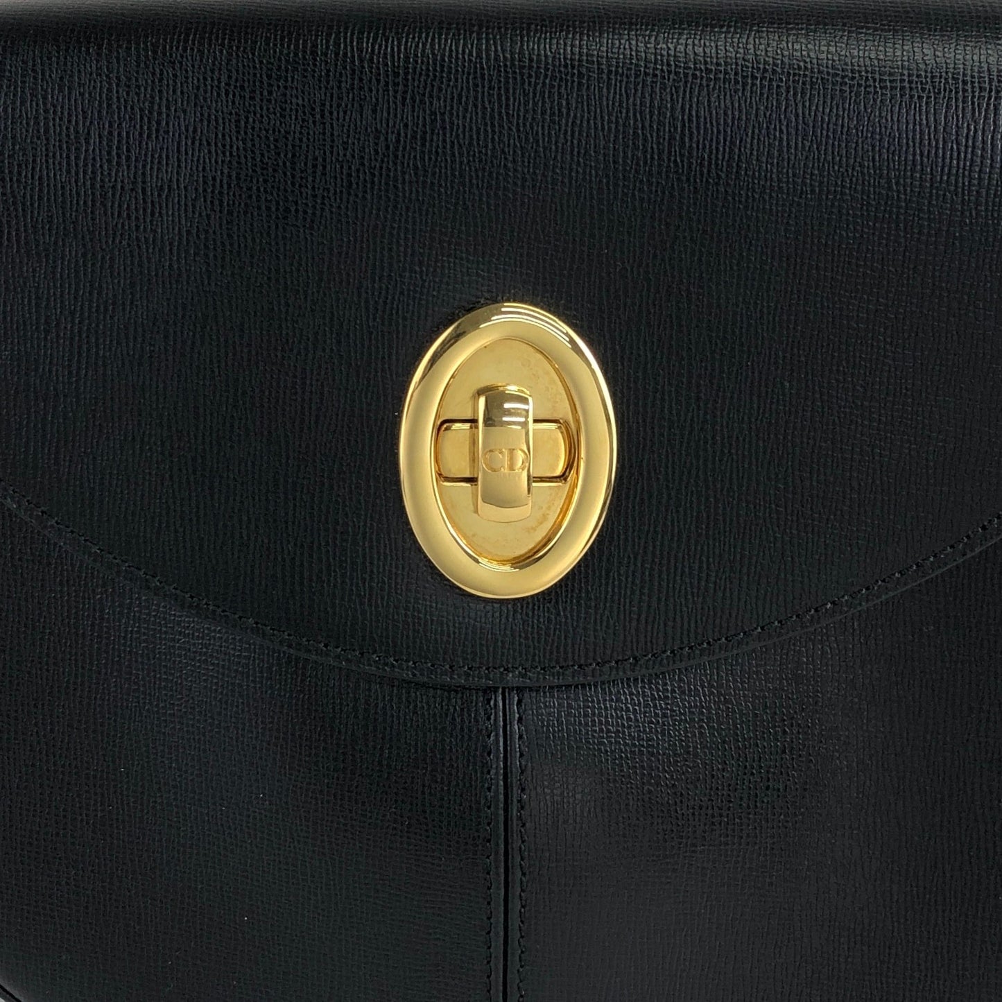 Christian Dior CD Logo Turn Lock Shoulder bag Black Vintage wnak6u