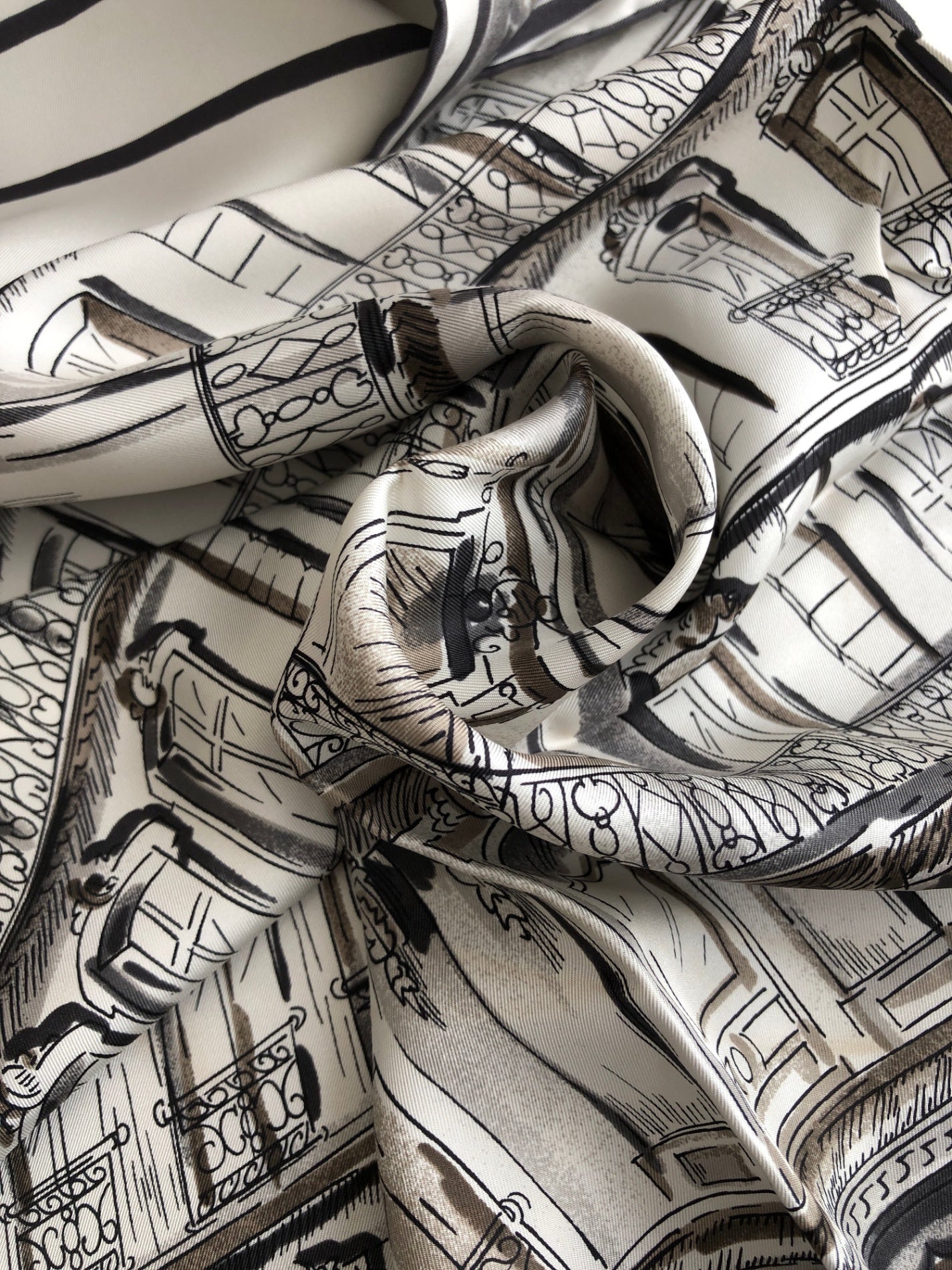 Christian Dior Silk Scarf Black×White Vintage 2dn4gf