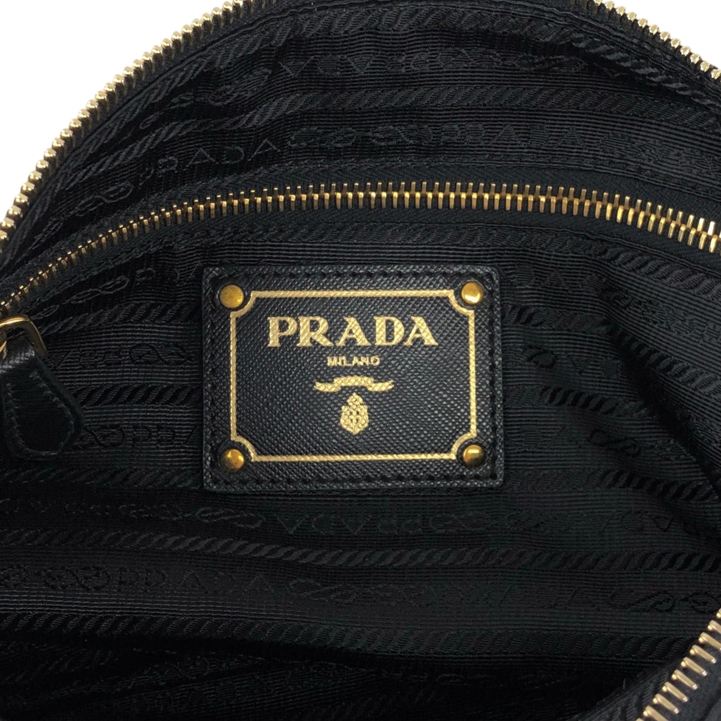PRADA Logo Shoulder bag Black BT0689 Vintage s35m2a