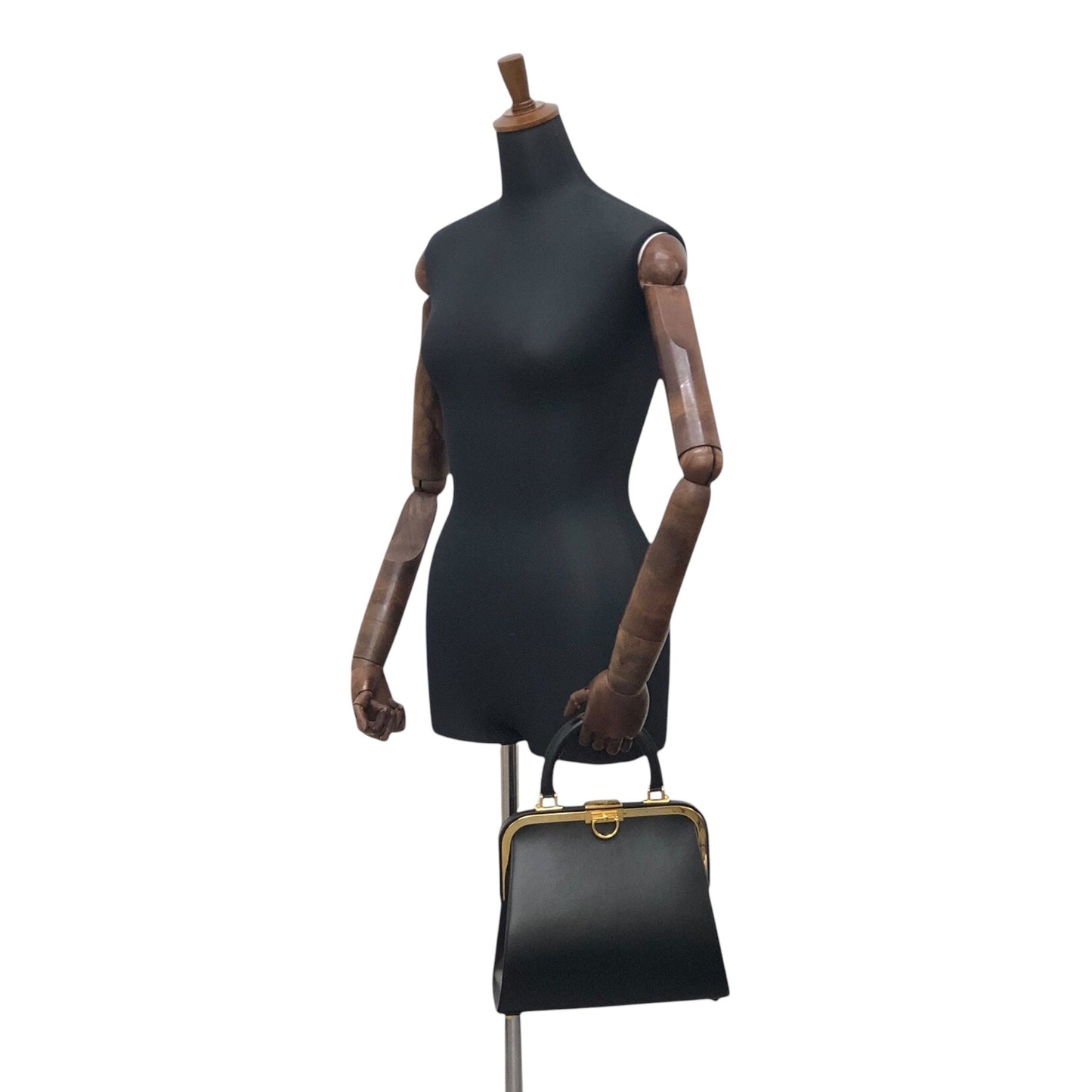 Christian Dior Metal Clasp Handbag Black Vintage 7ncfjz