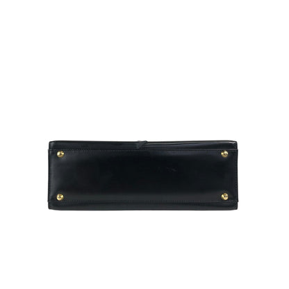 Yves Saint Laurent Logo Embossed Stitch Top Handle Handbag Black Vintage 5rym7i