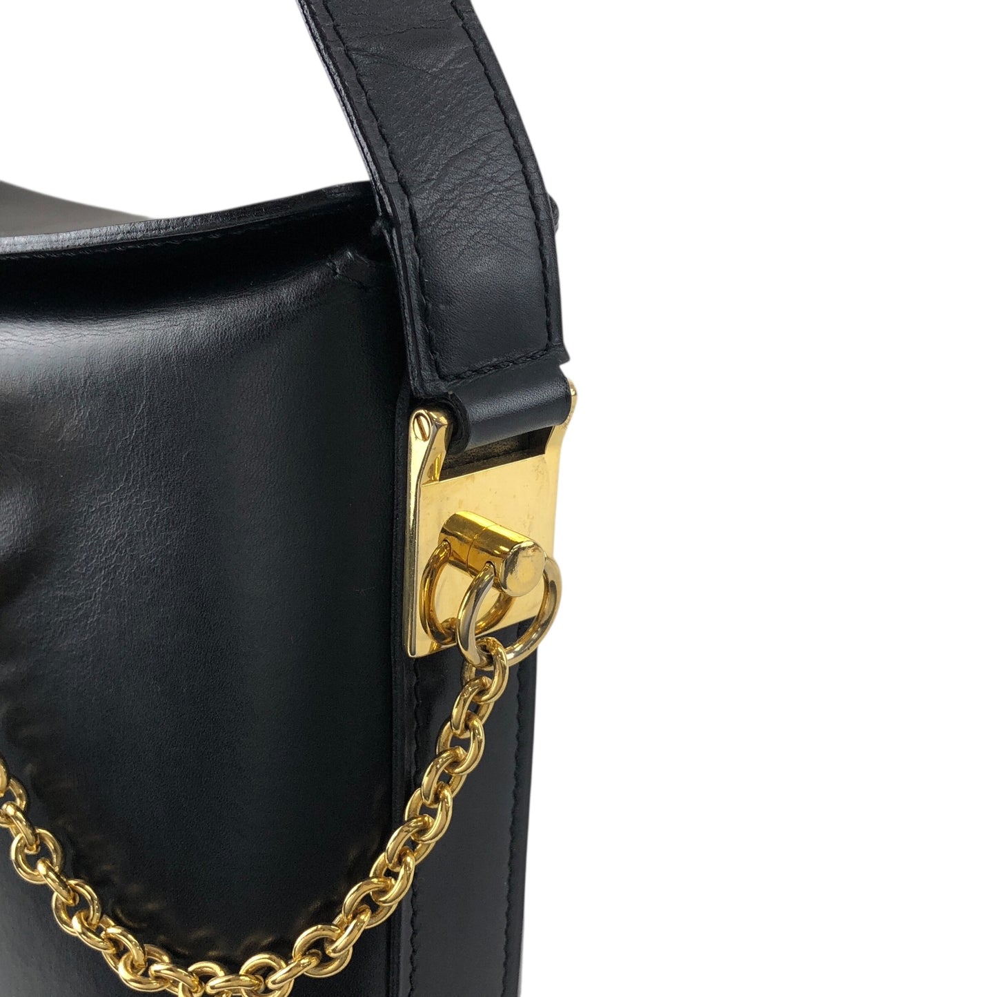 CELINE Circle Logo Shoulder bag Black Vintage x6z5t3