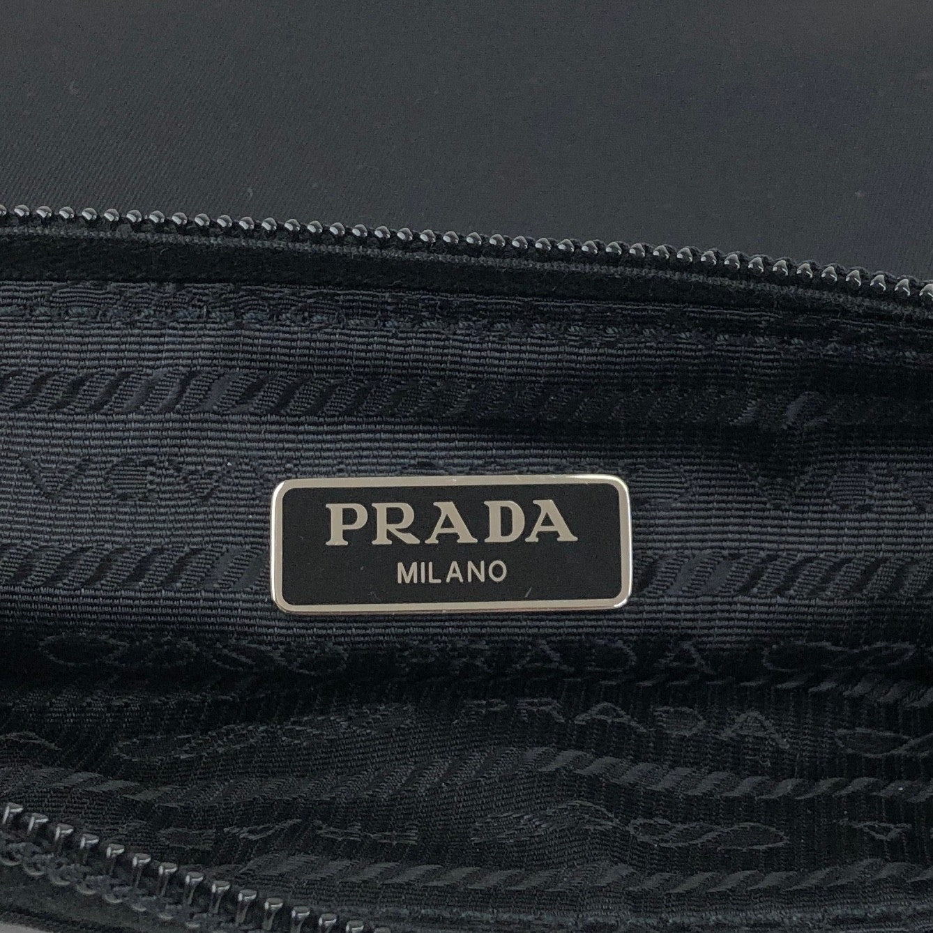 PRADA Tessuto Triangle Logo Handbag  Pouch Black Vintage wc2wgs
