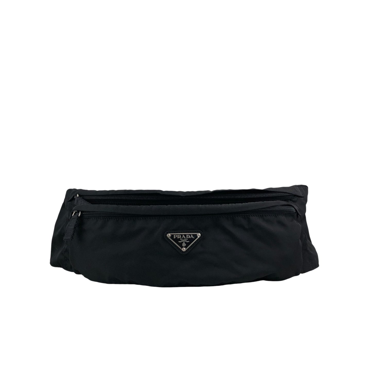 PRADA Tessuto Triangle Logo Sling bag Black Vintage n5nfph