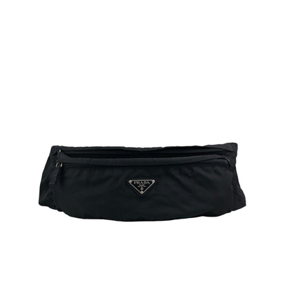 PRADA Tessuto Triangle Logo Sling bag Black Vintage n5nfph