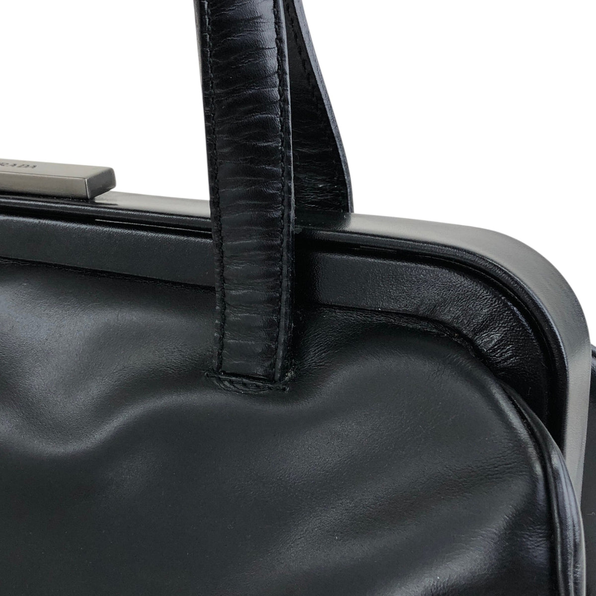PRADA Metal Clasp Handbag Black Vintage 6am4p2