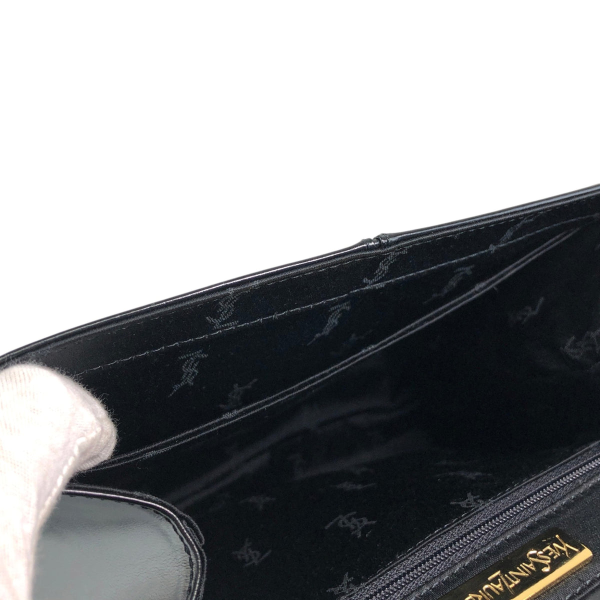 Yves Saint Laurent YSL Logo Top Handle Handbag Black Vintage m6kuvb