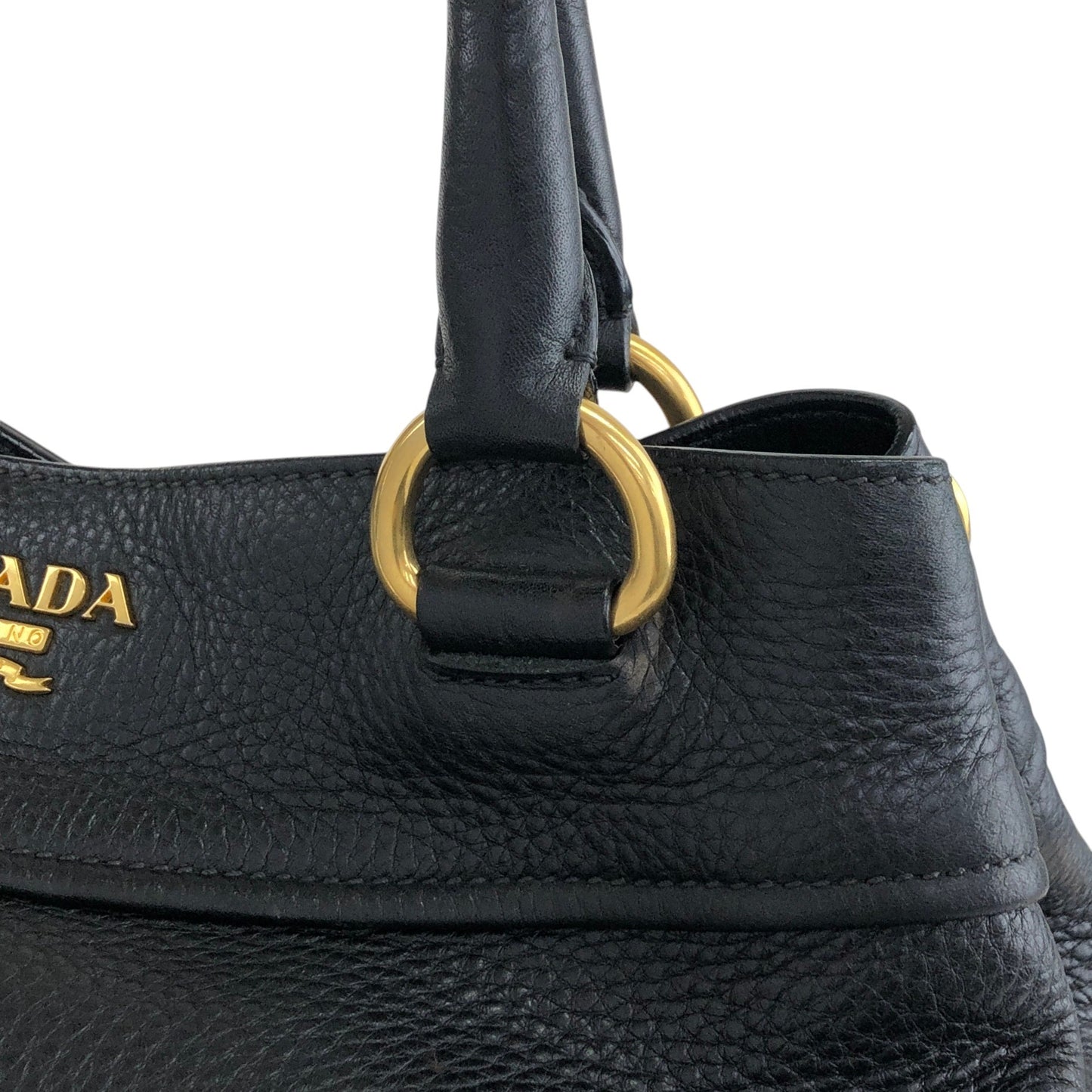 PRADA Logo Two-way Handbag Shoulder bag Black Vintage g864hh