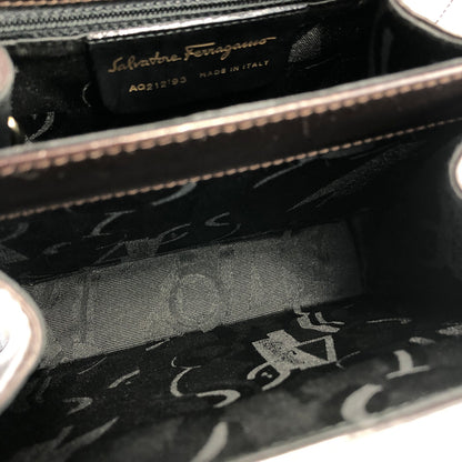 Salvatore Ferragamo Gancini 皮革雙向手提包斜背包單肩包棕色復古 k3zp2e